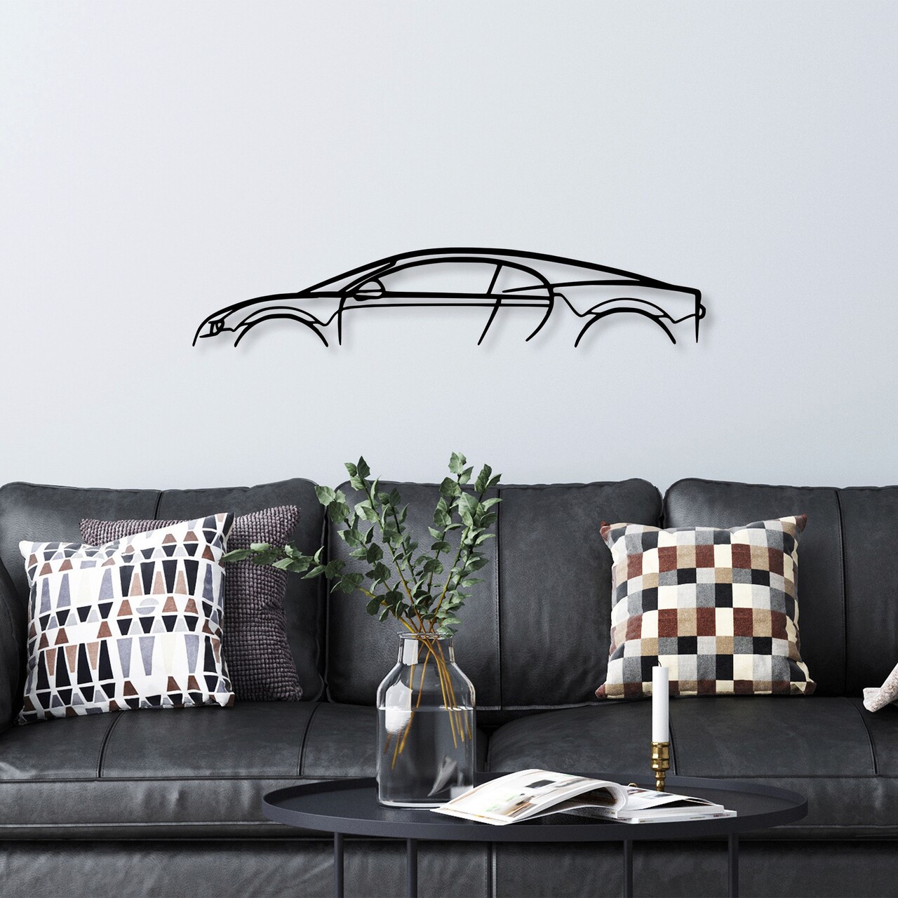 Decoratiune de perete, Bugatti Veyron Silhouette, 70 x 13 cm, Negru - imagine 6